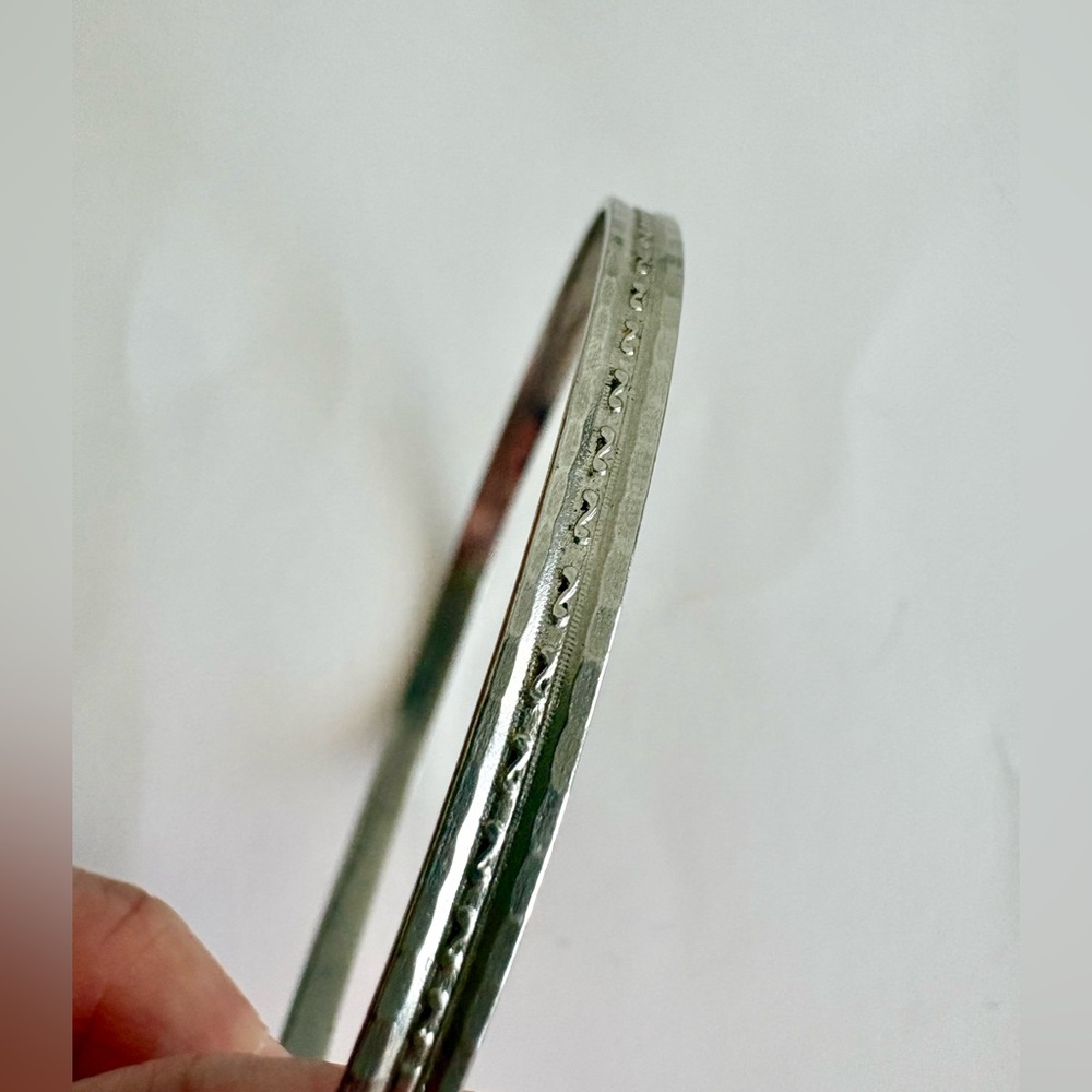 Vintage Coro Sterling Silver Thin / Skinny Bangle Bracelet - Picture 3 of 10